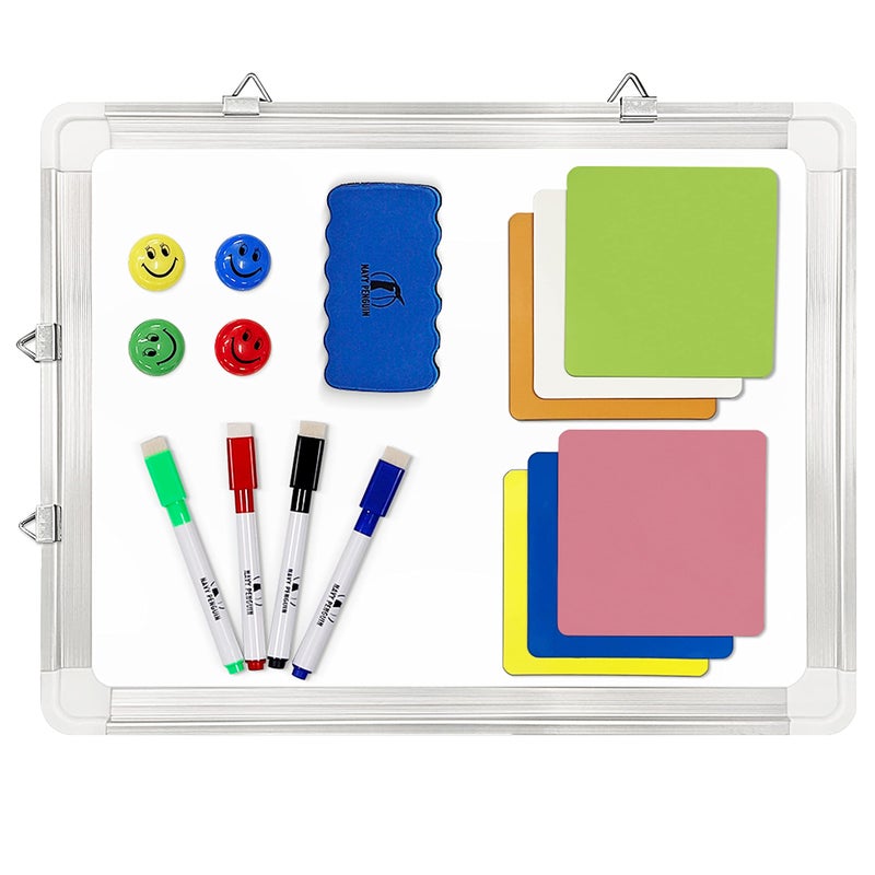 Navy Penguin Whiteboard Set - White Board 15 x 12 in with 1 Dry Erase Eraser, 4 Dry Wipe Markers, 4 Magnets and 6 Magnetic Labels - Small Wall Hanging Reminder Magnetic Board for Home, Office, Cubicle and Desk - Image 3